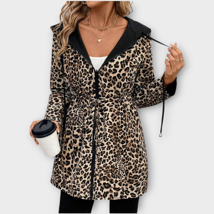 Manteau Réversible avec Capuche et Imprimé Léopard