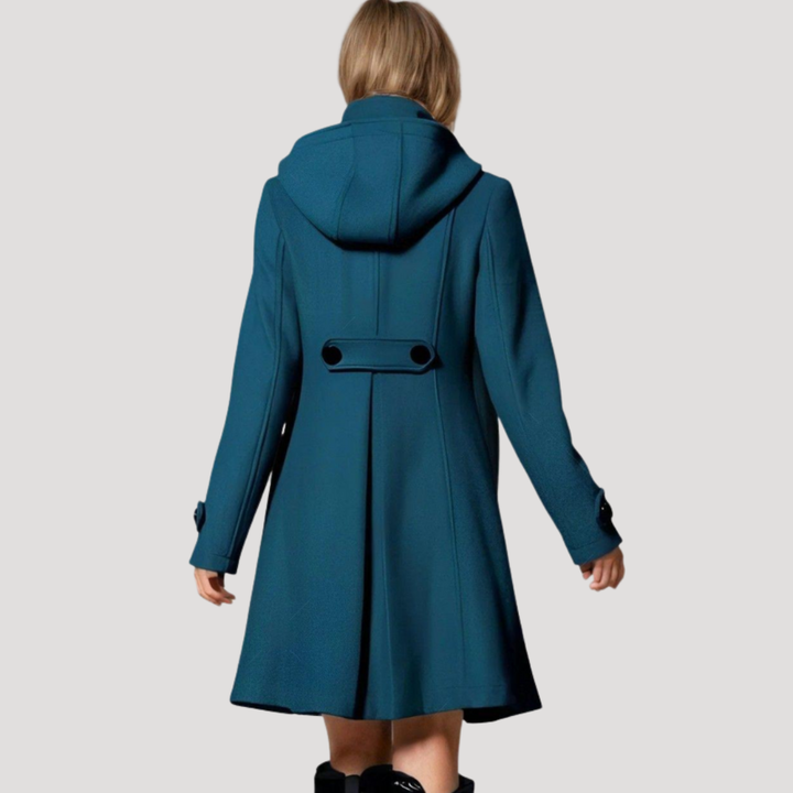Manteau Femme Évasé à Capuche Boutonné