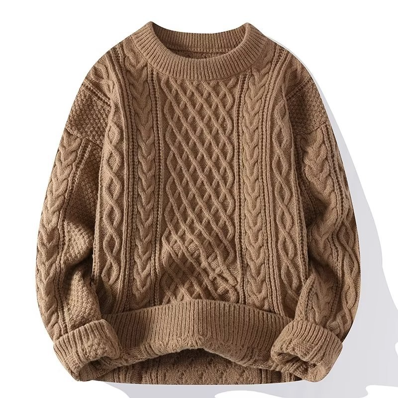 Pull Oversize Femme Torsadé – Gros Pull Hiver Chaud Col Rond, Doux, Confortable et Chic