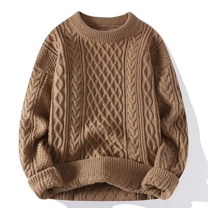 Pull Oversize Femme Torsadé – Gros Pull Hiver Chaud Col Rond, Doux, Confortable et Chic