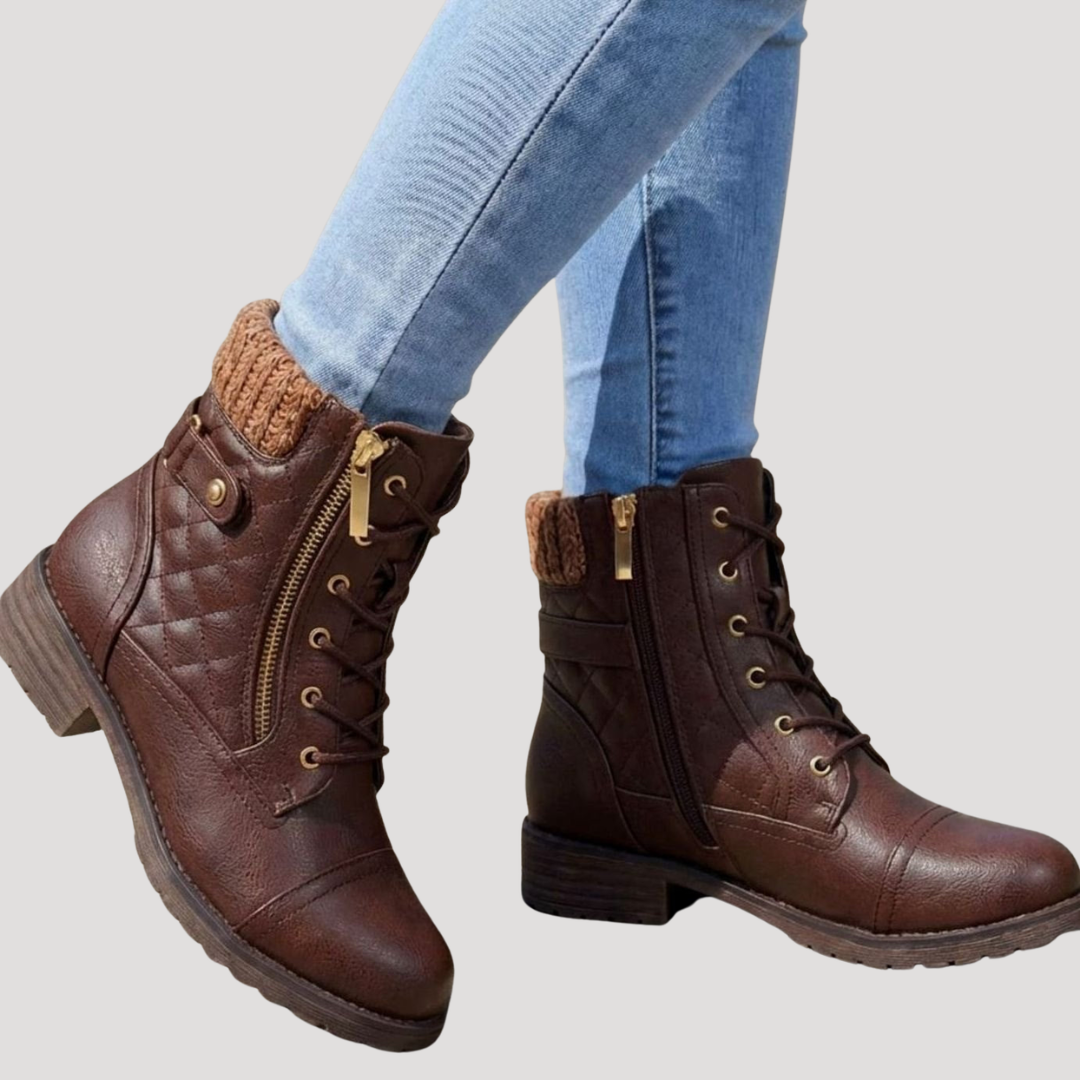 Bottines Femme Matelassées à Lacets – Bottines d&