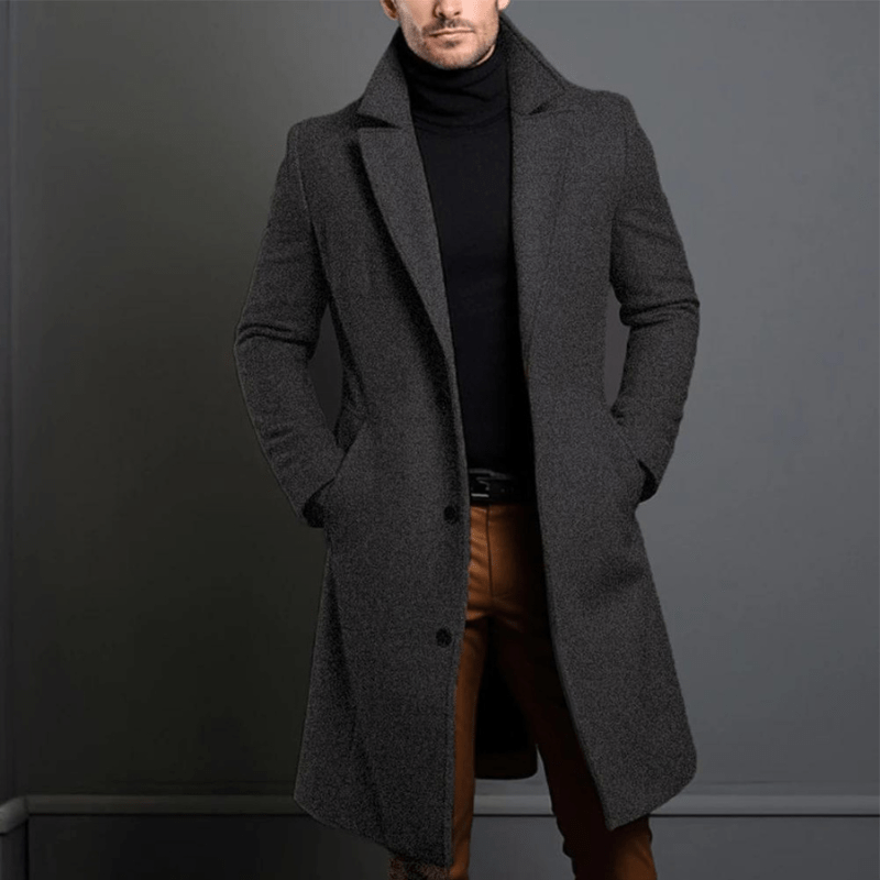 Manteau Long Homme Hiver Style Trench – Manteau Élégant Chaud et Classique, Chic Automne Hiver