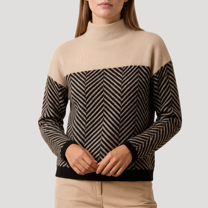 Pull Col Roulé Femme Motif Chevrons – Pull d&