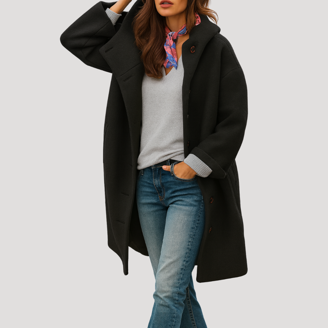 Manteau à Capuche Femme Boutonné Confort