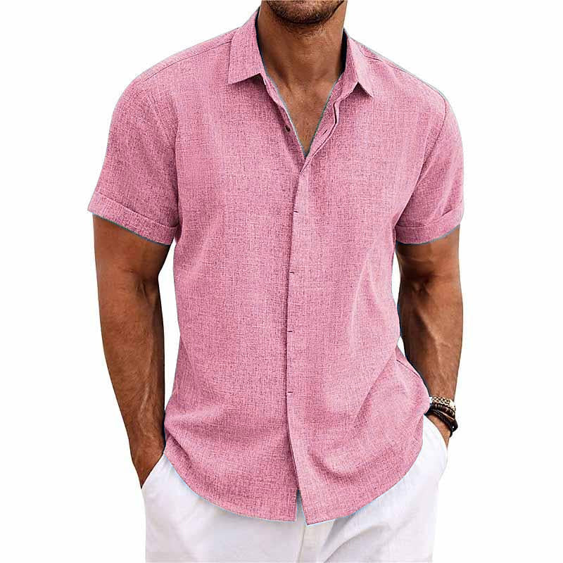 Julien - Chemise Lin Manches Courtes Décontractée Homme
