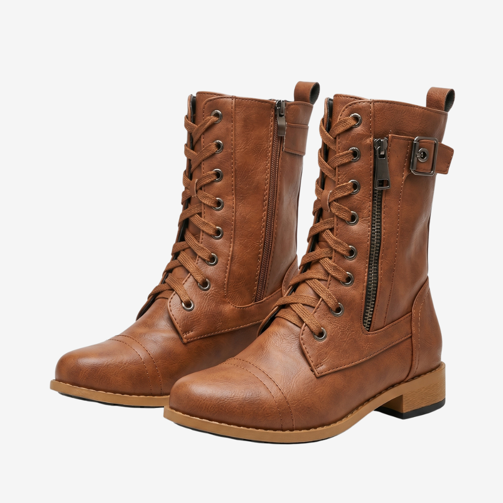 Coutivo - Bottes Hiver Femme Chaudes Antidérapantes Lacets et Fermeture Zip