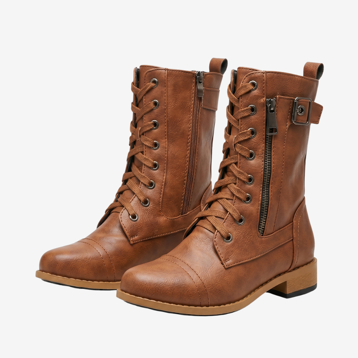 Coutivo - Bottes Hiver Femme Chaudes Antidérapantes Lacets et Fermeture Zip