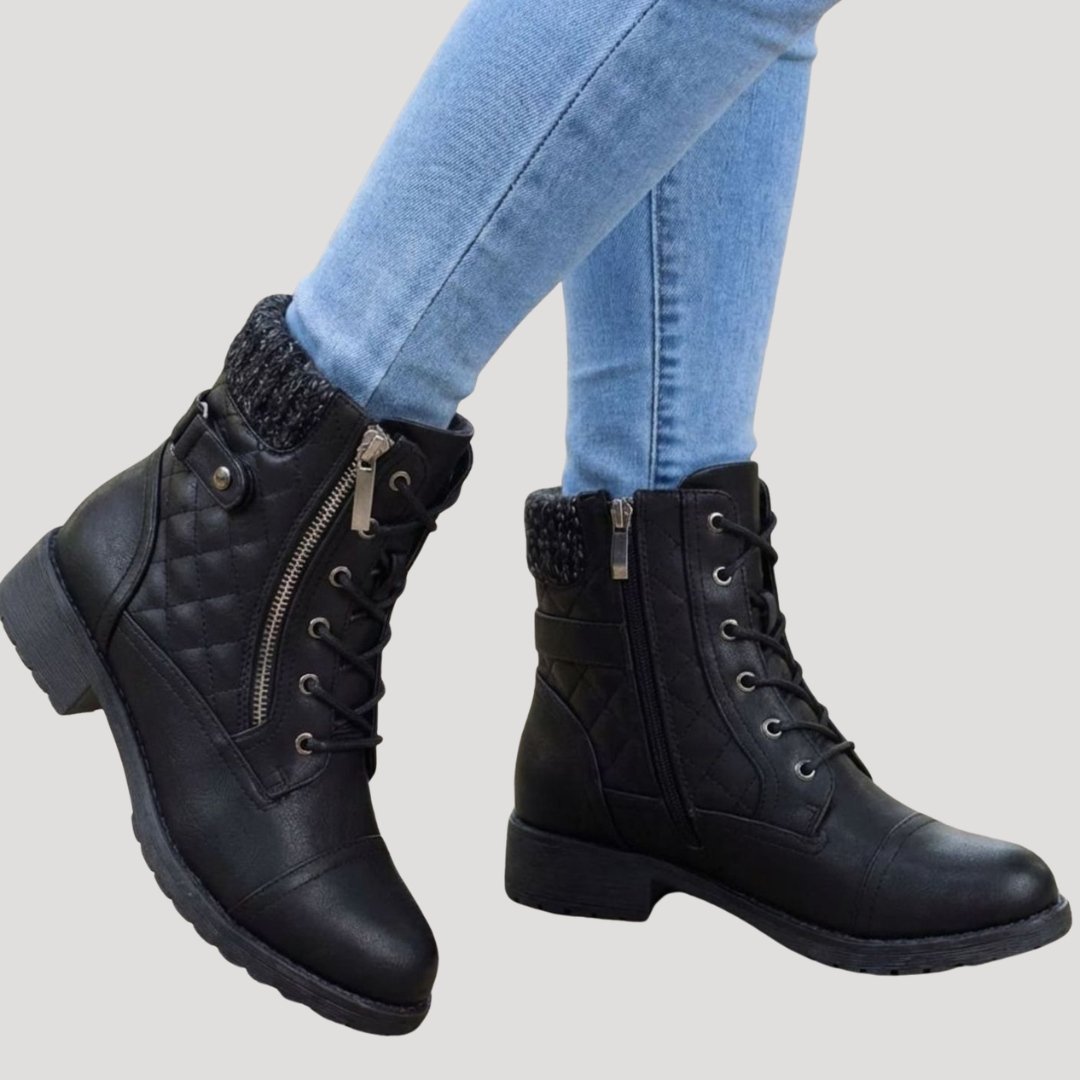 Bottines Femme Matelassées à Lacets – Bottines d&