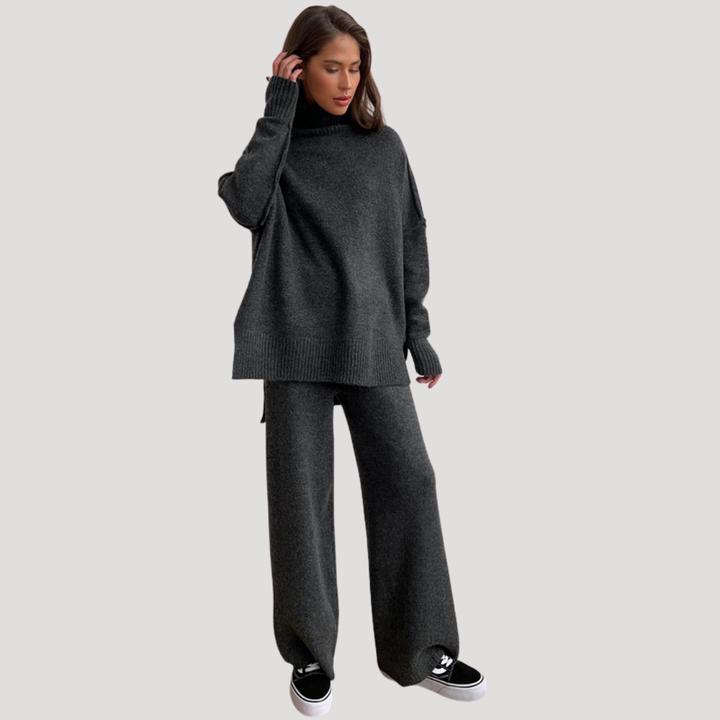Ensemble Femme Pull Oversize et Pantalon Large – Tenue Maille Hiver