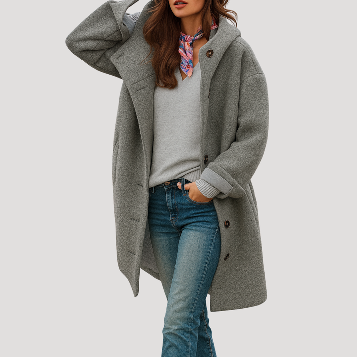 Manteau à Capuche Femme Boutonné Confort