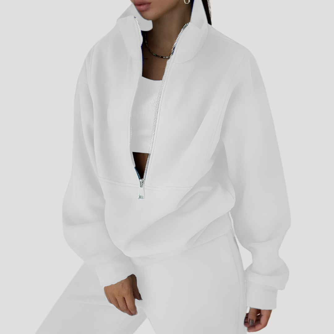 Ensemble Femme Sweat Demi-Zip et Pantalon – Tenue Cocooning Hiver
