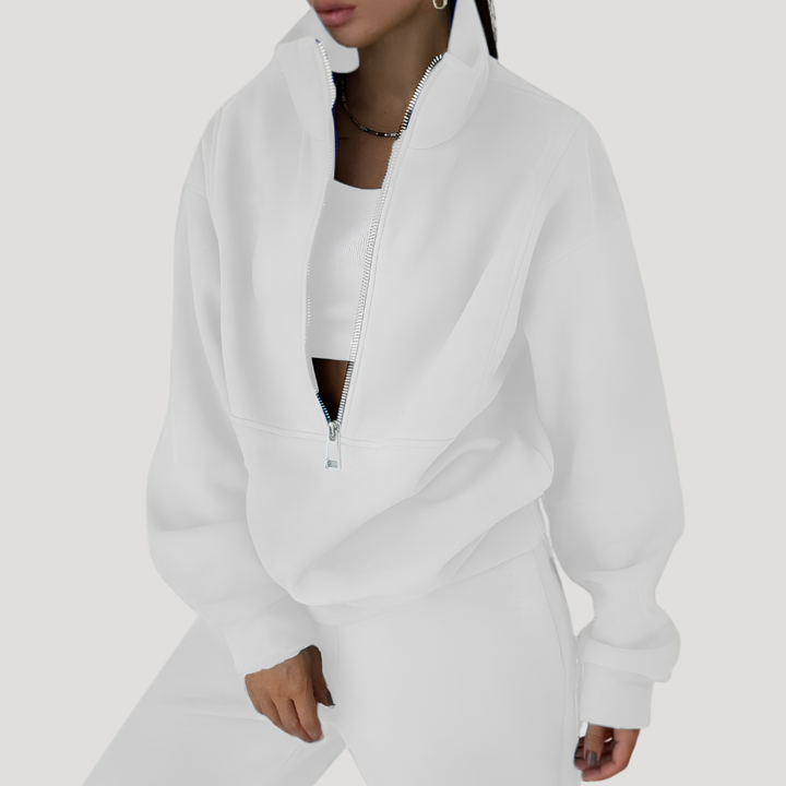 Ensemble Femme Sweat Demi-Zip et Pantalon – Tenue Cocooning Hiver
