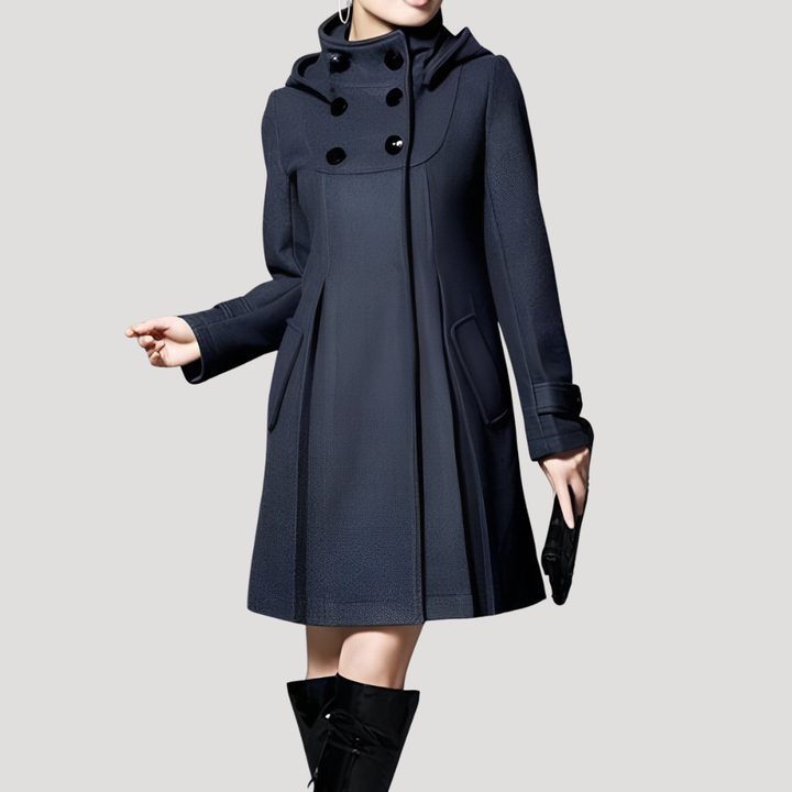 Manteau Femme Évasé à Capuche Boutonné