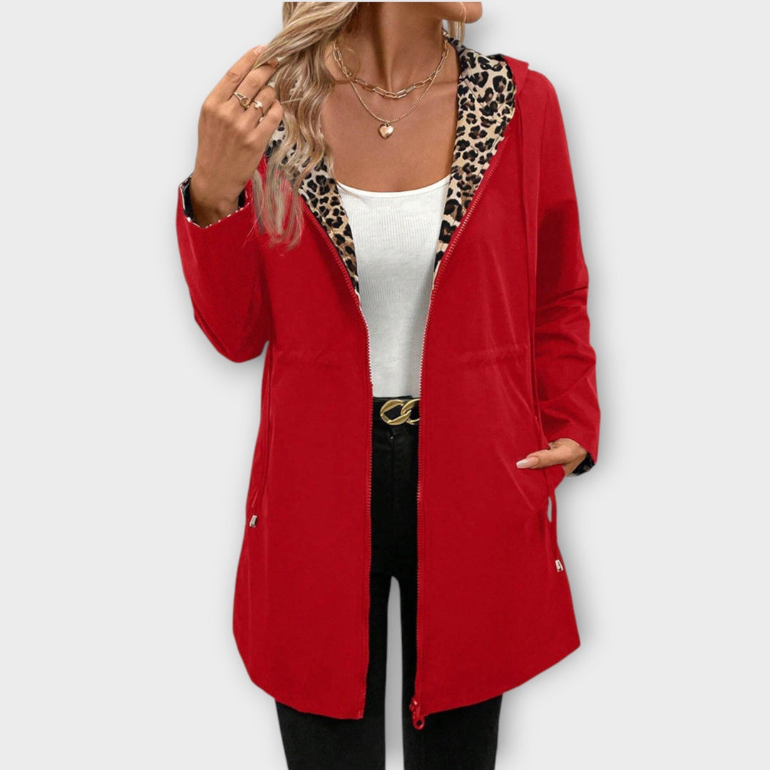 Manteau Réversible avec Capuche et Imprimé Léopard