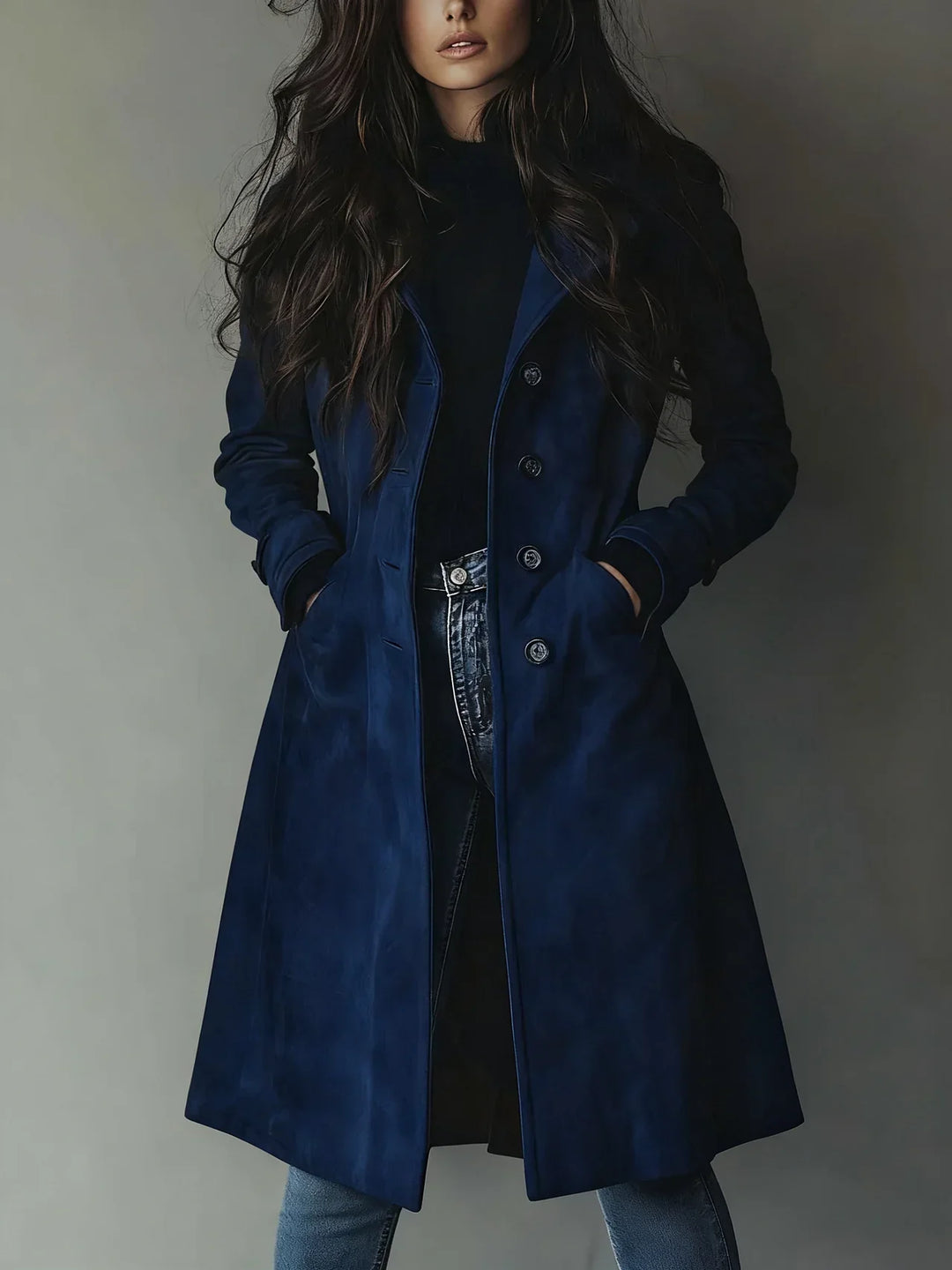 Manteau Trench en Suède Synthétique Vintage
