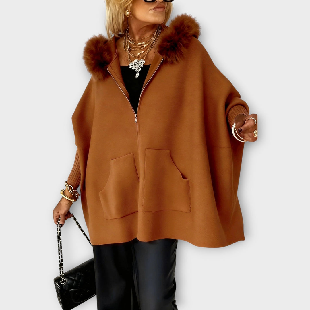 Manteau à Capuche en Fourrure Synthétique de Luxe