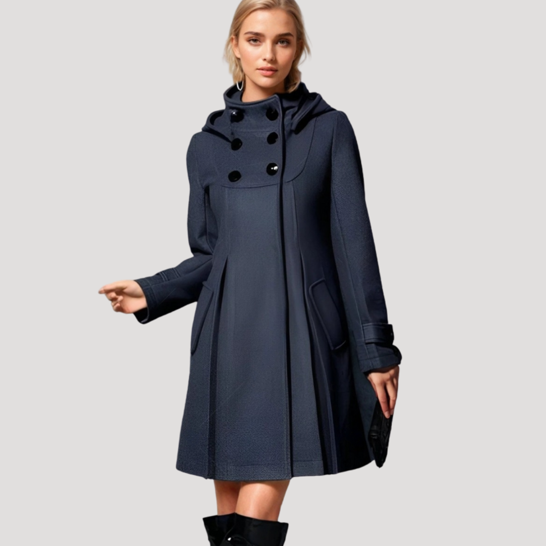 Manteau Femme Évasé à Capuche Boutonné