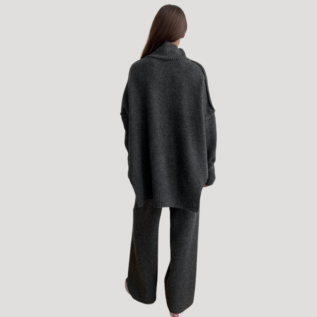 Ensemble Femme Pull Oversize et Pantalon Large – Tenue Maille Hiver