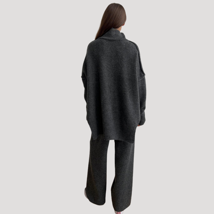 Ensemble Femme Pull Oversize et Pantalon Large – Tenue Maille Hiver