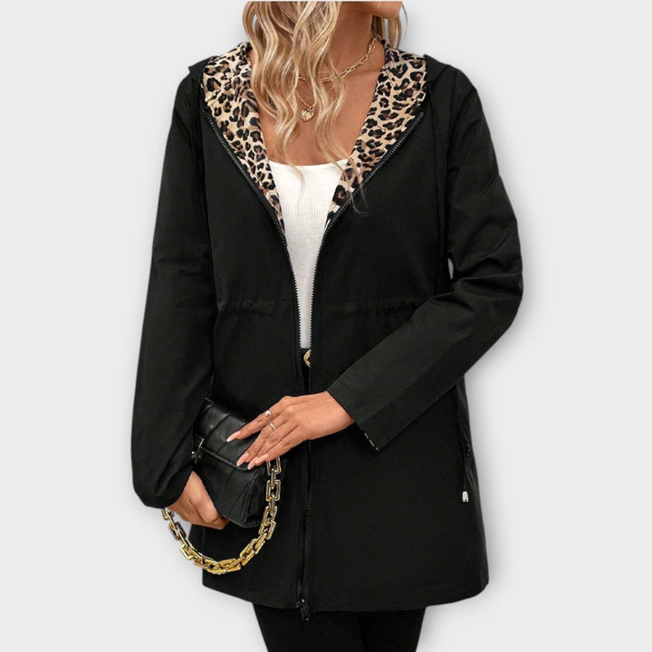 Manteau Réversible avec Capuche et Imprimé Léopard