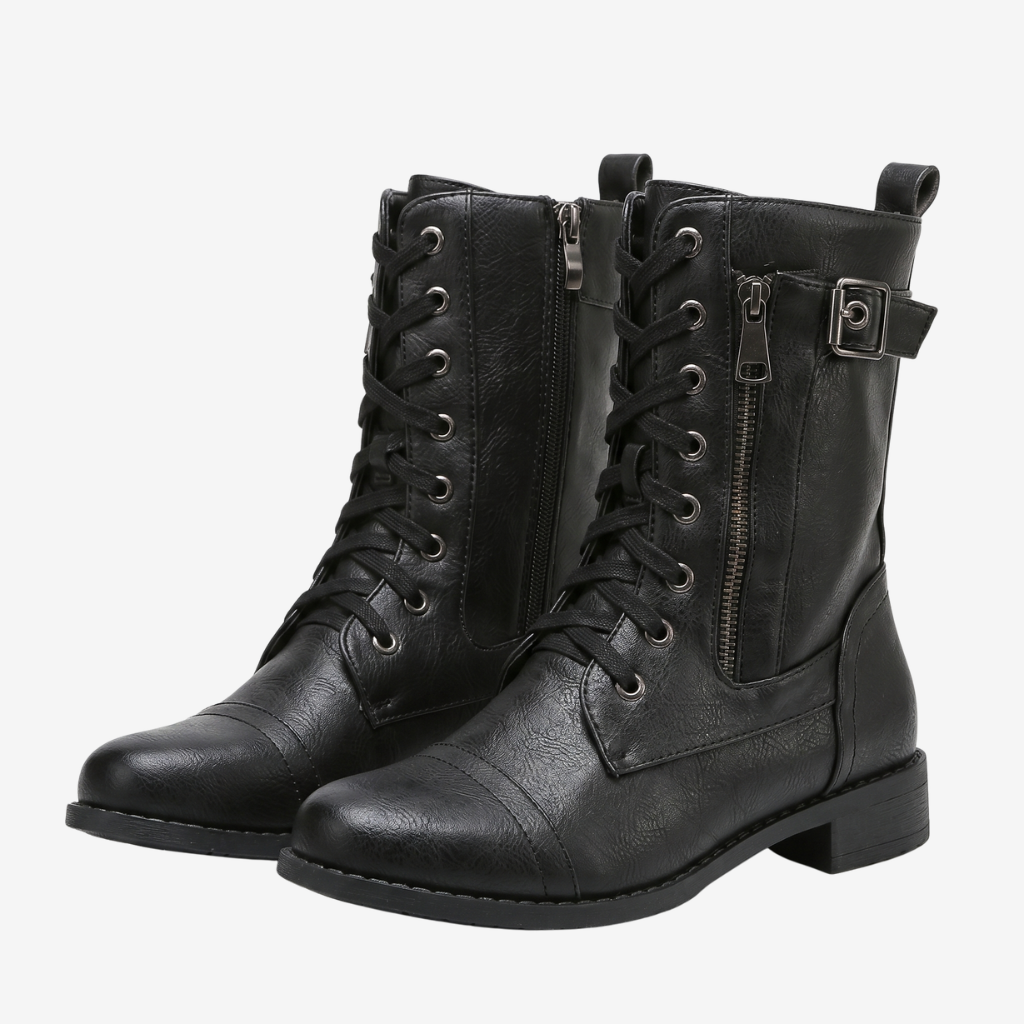 Coutivo - Bottes Hiver Femme Chaudes Antidérapantes Lacets et Fermeture Zip