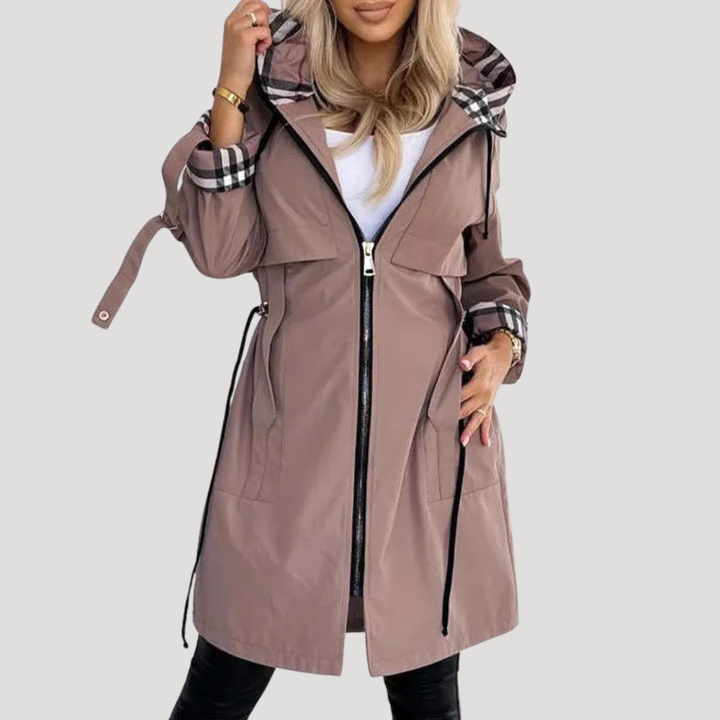 Manteau à Capuche Femme Ceinturé Décontracté