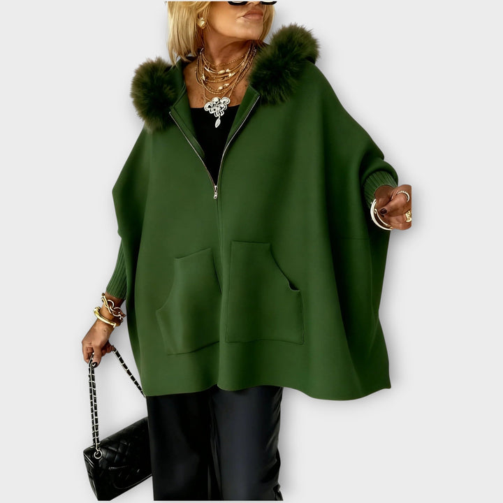 Manteau à Capuche en Fourrure Synthétique de Luxe