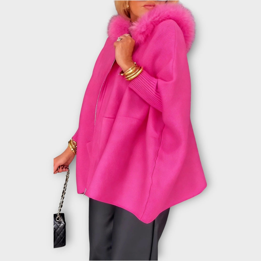 Manteau à Capuche en Fourrure Synthétique de Luxe