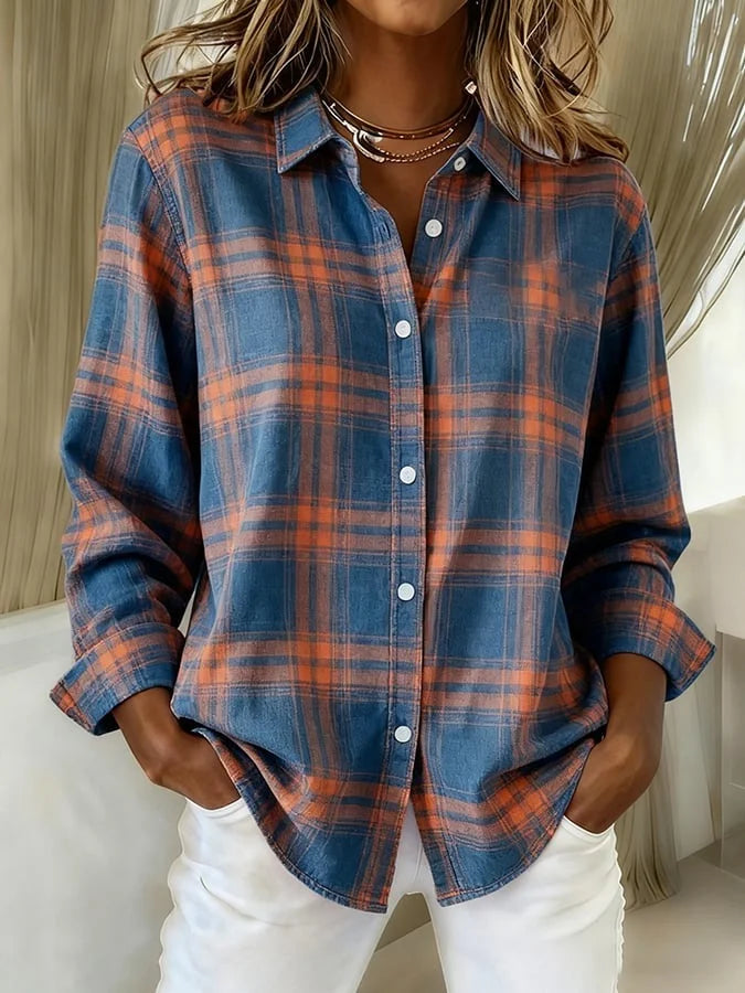 Cardigan en Coton à Imprimé Carreaux pour Femmes