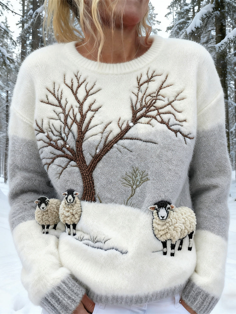 Pull Femme Motif Nature Col Rond – Pull d&