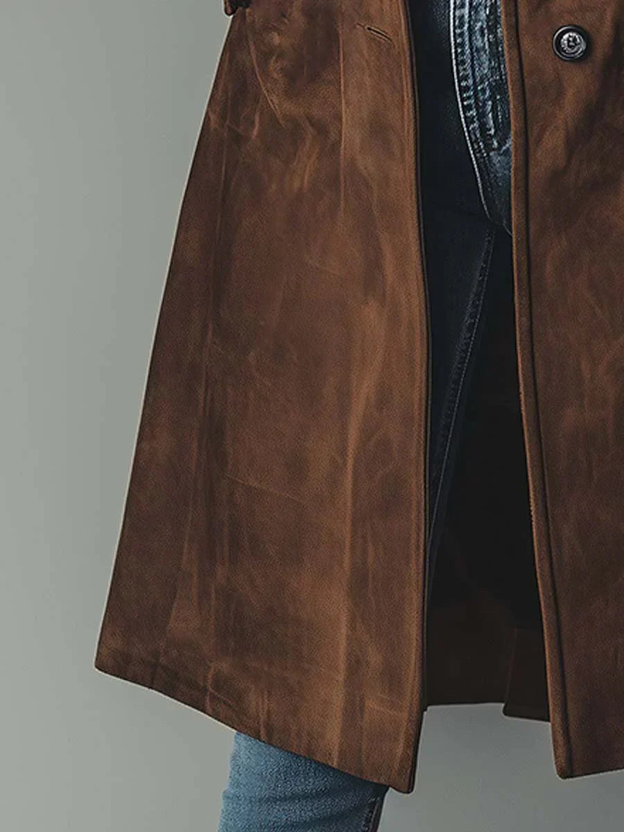 Manteau Trench en Suède Synthétique Vintage