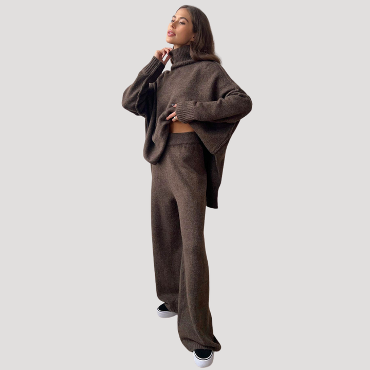 Ensemble Femme Pull Oversize et Pantalon Large – Tenue Maille Hiver