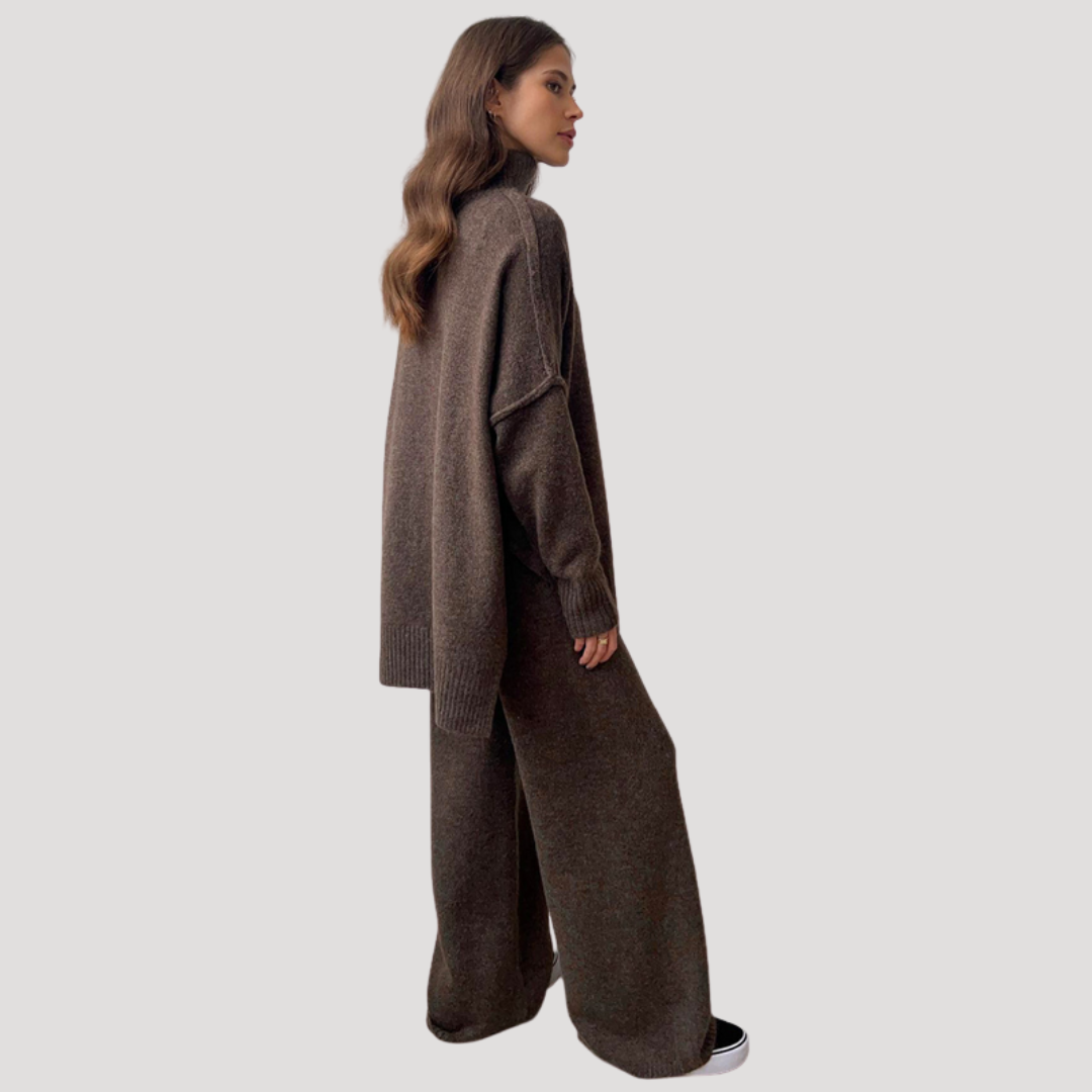 Ensemble Femme Pull Oversize et Pantalon Large – Tenue Maille Hiver