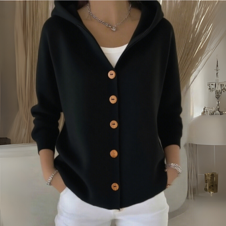 Cataleya Cardigan Femme Capuche – Maille Douce Effet Cachemire &amp; Coupe Droite Élégante