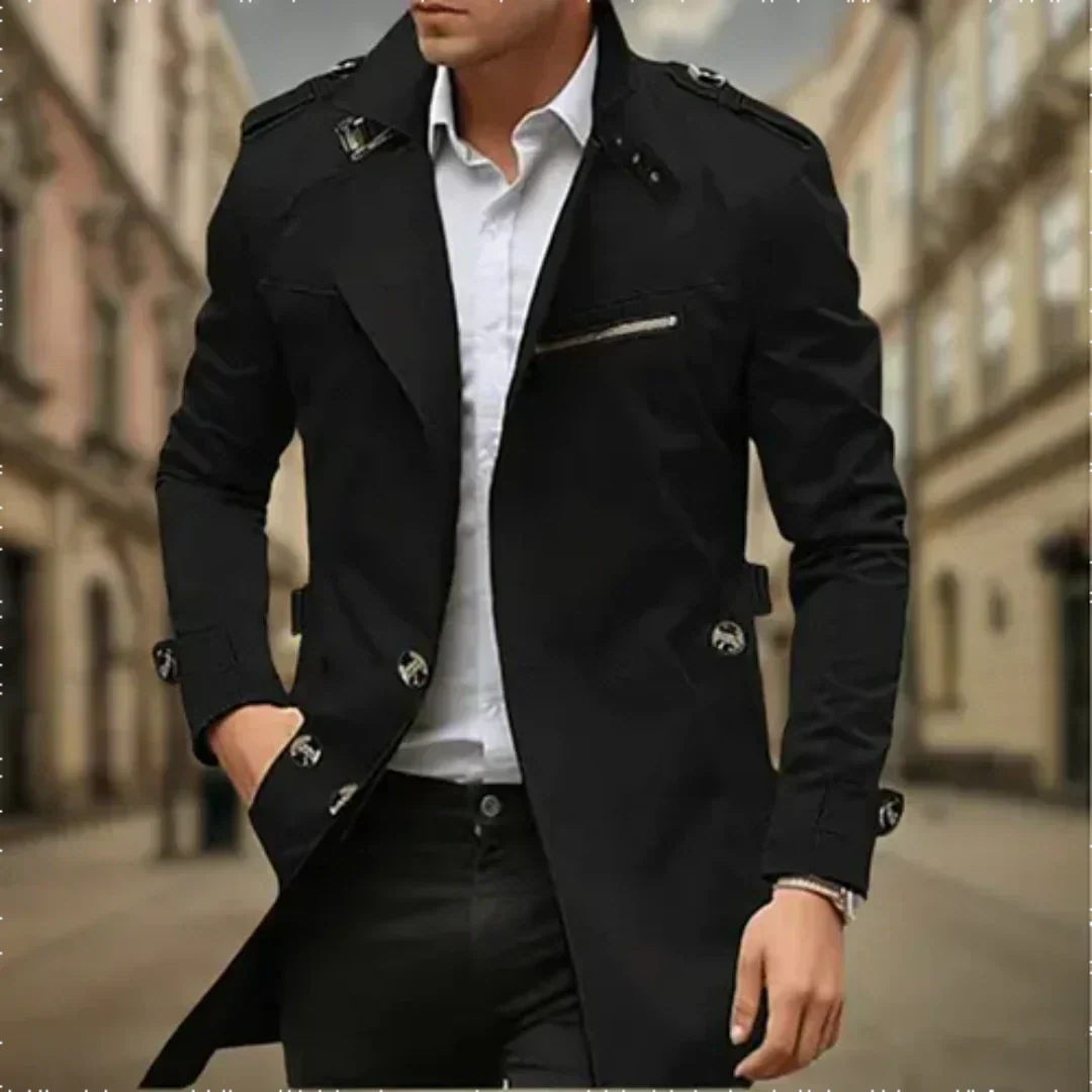 Trench Homme Imperméable – Manteau Mi-Saison Chic Coupe Structurée, Élégant Automne Hiver