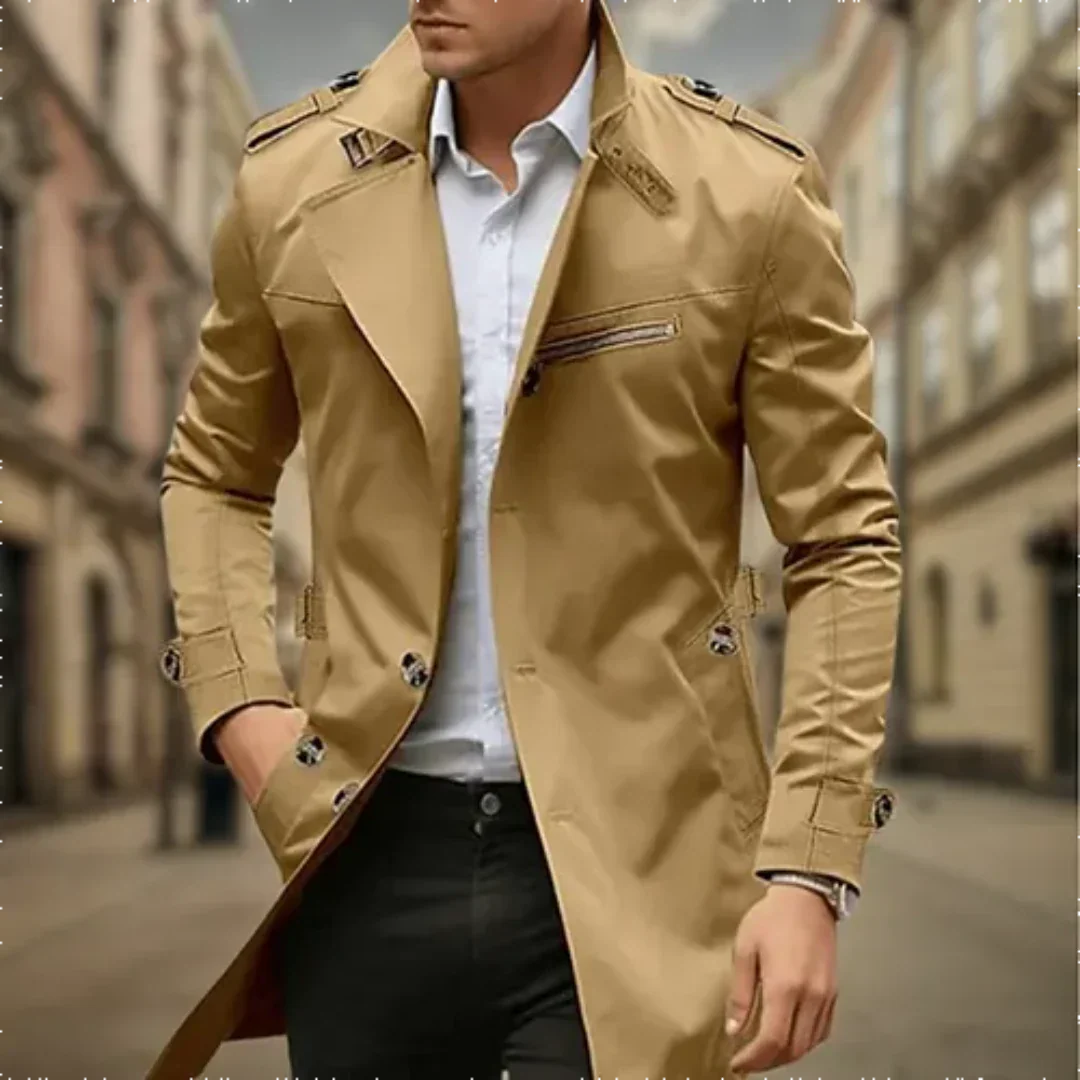 Trench Homme Imperméable – Manteau Mi-Saison Chic Coupe Structurée, Élégant Automne Hiver