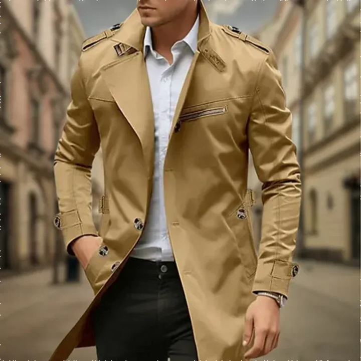 Trench Homme Imperméable – Manteau Mi-Saison Chic Coupe Structurée, Élégant Automne Hiver