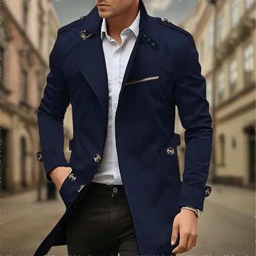 Trench Homme Imperméable – Manteau Mi-Saison Chic Coupe Structurée, Élégant Automne Hiver