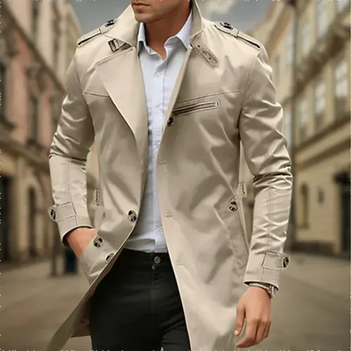 Trench Homme Imperméable – Manteau Mi-Saison Chic Coupe Structurée, Élégant Automne Hiver