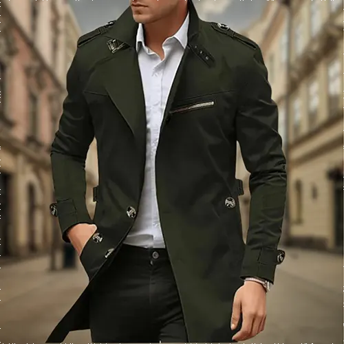 Trench Homme Imperméable – Manteau Mi-Saison Chic Coupe Structurée, Élégant Automne Hiver