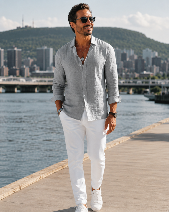 Lucien - Chemise homme légère en coton-polyester pour l’été