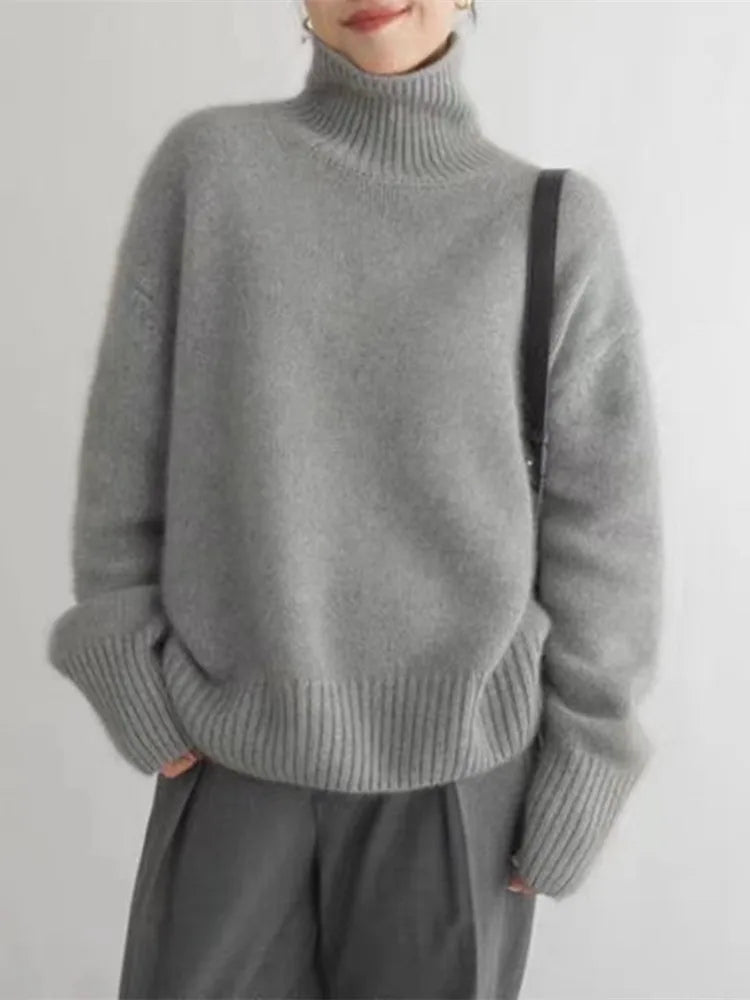 Amaya | Pull Col Montant en Cachemire Luxe