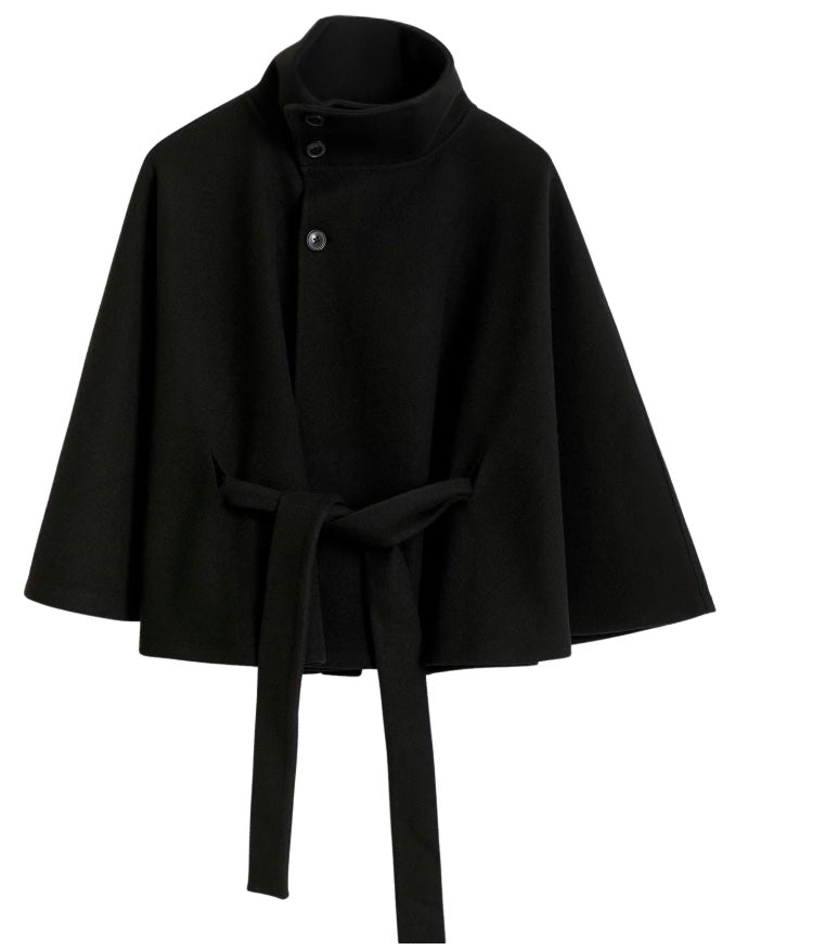 Ivanna Manteau Laine Femme – Col Haut Élégant avec Ceinture Amovible &amp; Coupe Décontractée