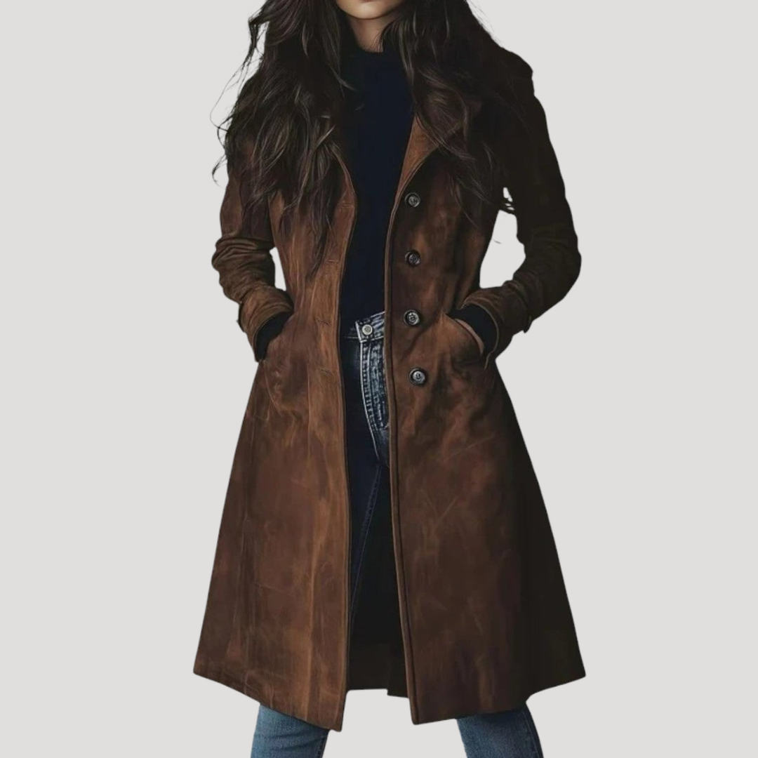 Manteau Long Femme Élégant Boutonné