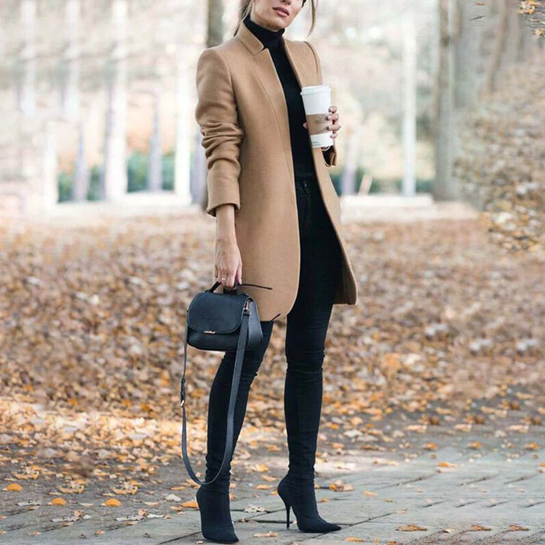 Manteau Femme Élégant Silhouette Affinée – Manteau Hiver Chic et Intemporel, Facile à Assortir