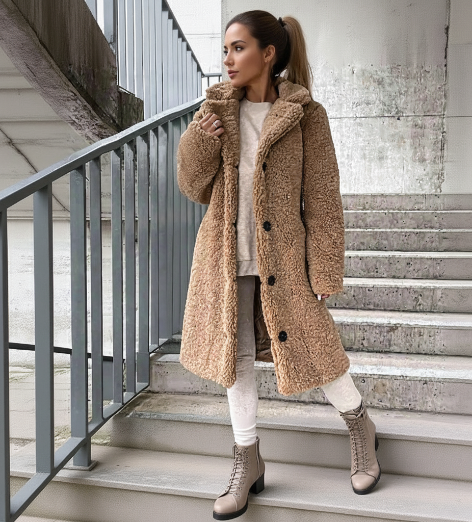 Manteau Teddy Annelous – Manteau Long et Pelucheux pour l&