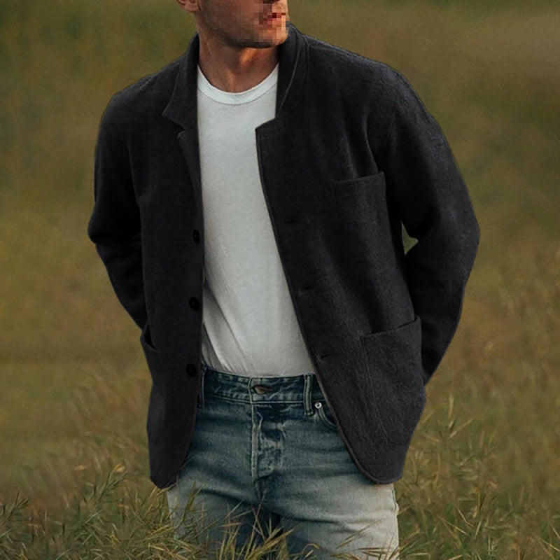 Dexter Veste Décontractée pour Homme – Tissu texturé avec fermeture à boutons et poches avant