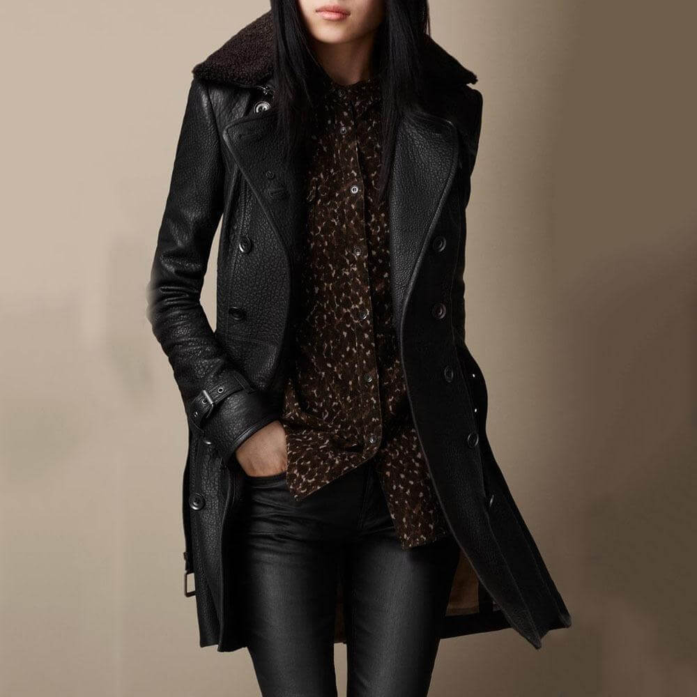 Tanja - Manteau Trench en Cuir Élégant