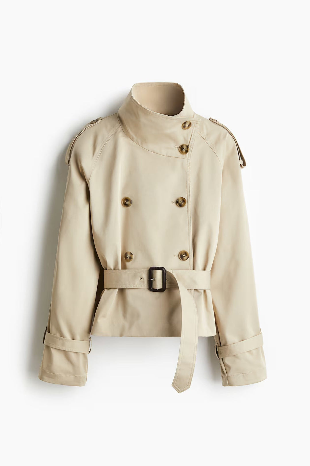 Chloé Trench Court Femme – Trench Moderne avec Ceinture Ajustable et Col Montant