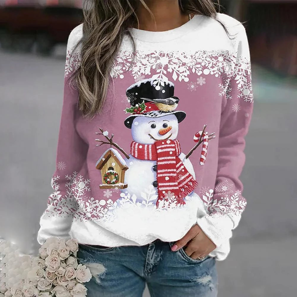 Pull de Noël Femme Bonhomme de Neige – Pull Festif Chaud et Rigolo